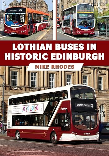 Book cover featuring red Lothian Buses in Edinburgh street scenes.