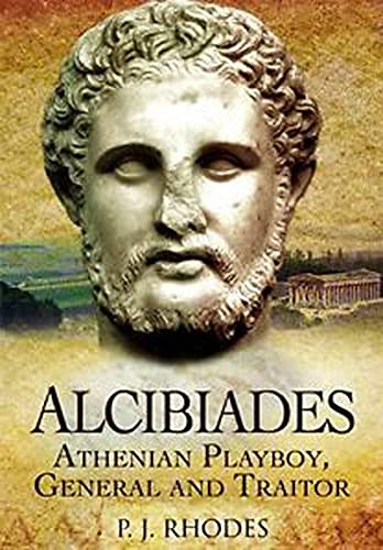 Book cover featuring a marble bust of a bearded man, Alcibiades.