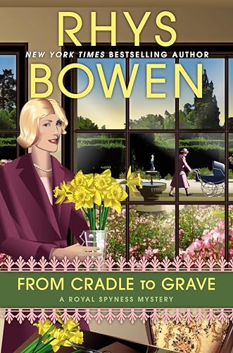 Book cover: woman with flowers, garden view, and stroller scene.