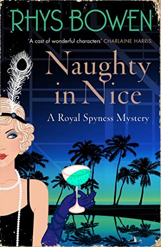 Book cover: “Naughty in Nice” with a flapper, palm trees, and cocktail.