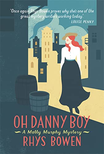 Book cover illustration of a woman in period clothing walking past barrels in city.