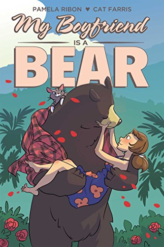 Book cover: woman embraced by a large bear in a playful scene.