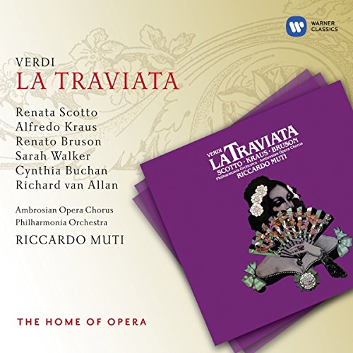 CD cover for "Verdi: La Traviata" with floral design and Warner Classics logo.