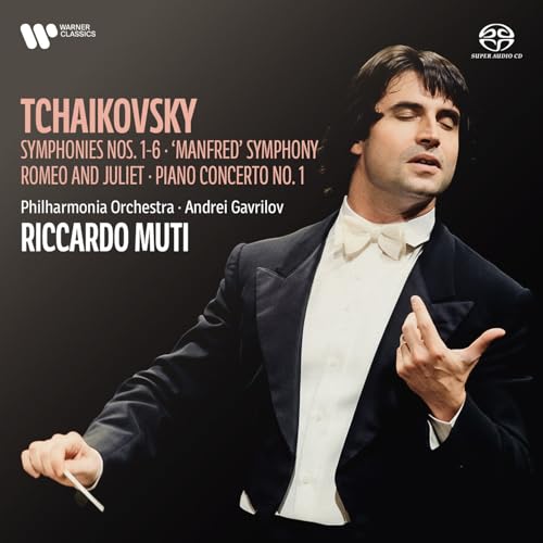 CD cover featuring conductor Riccardo Muti in a tuxedo, text details Tchaikovsky.