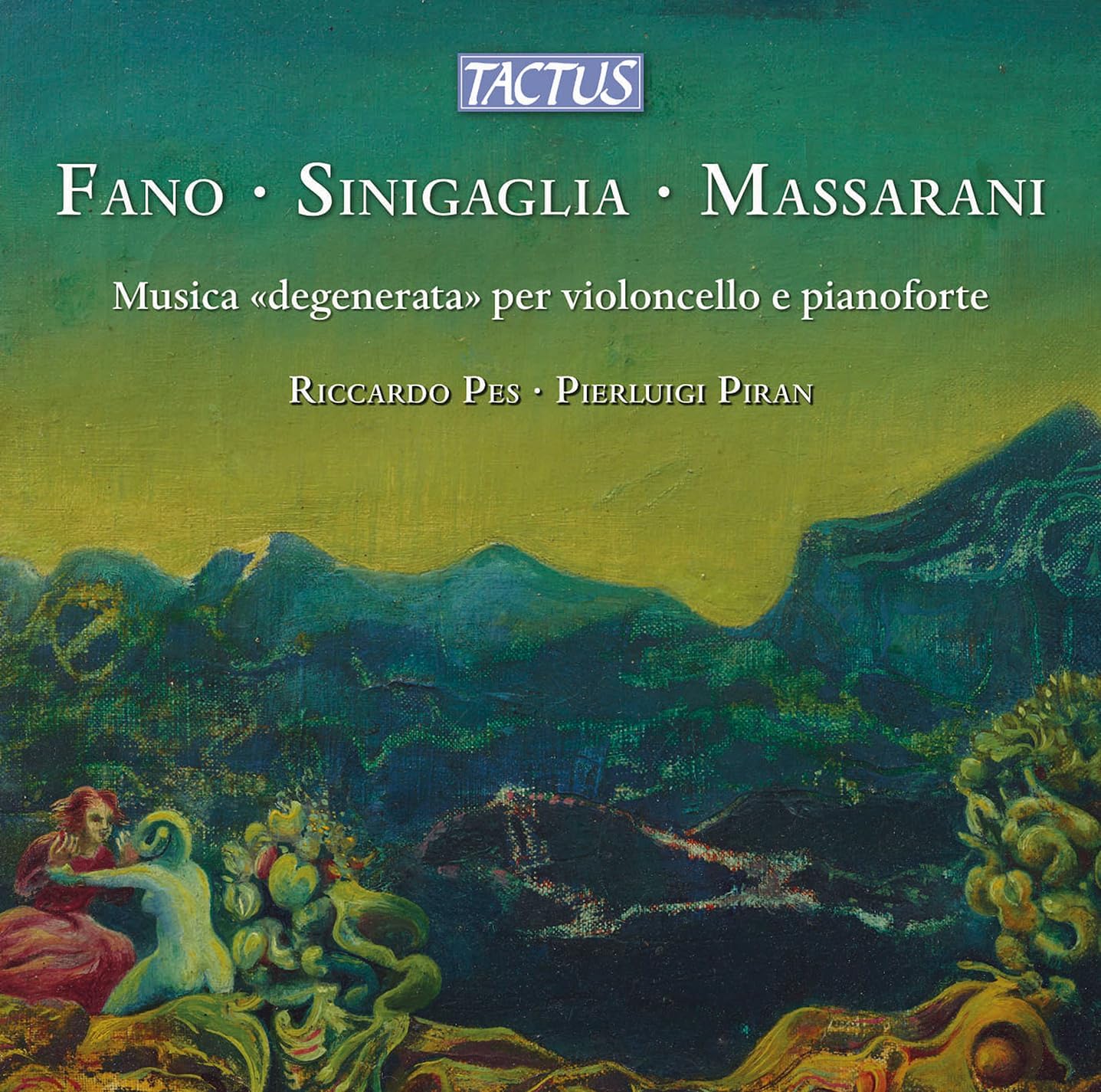 CD cover with abstract green and gold painting, text in Italian.