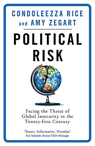 Book cover: “Political Risk” by Rice and Zegart, featuring a fractured globe.