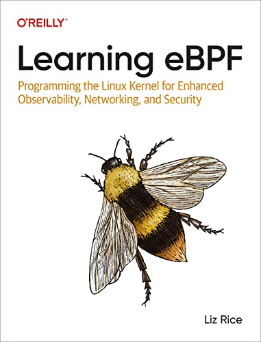Book cover with title "Learning eBPF" and a detailed bee illustration.