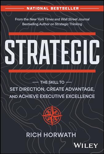Book cover for "Strategic" by Rich Horwath, with a compass image.