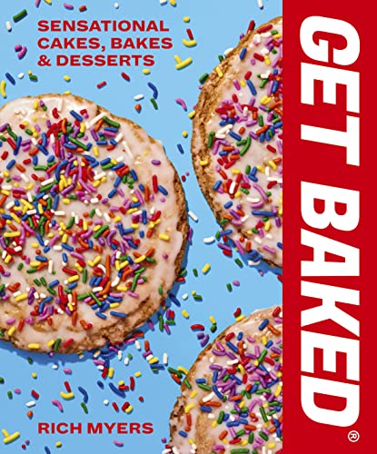 Cookbook cover with colorful sprinkle-covered cookies and bold red title text.