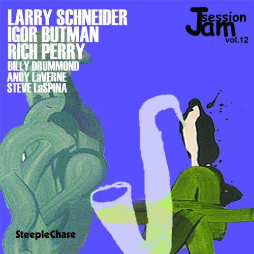 CD cover for “Jam Session Vol. 12” featuring musicians and a saxophone.