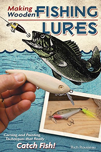 Book cover showing a bass, wooden lures, and carving tools.