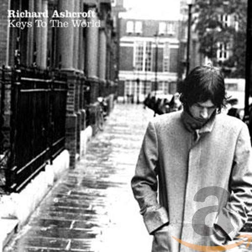 Black and white cover of Richard Ashcroft Keys To The World showing him walking.