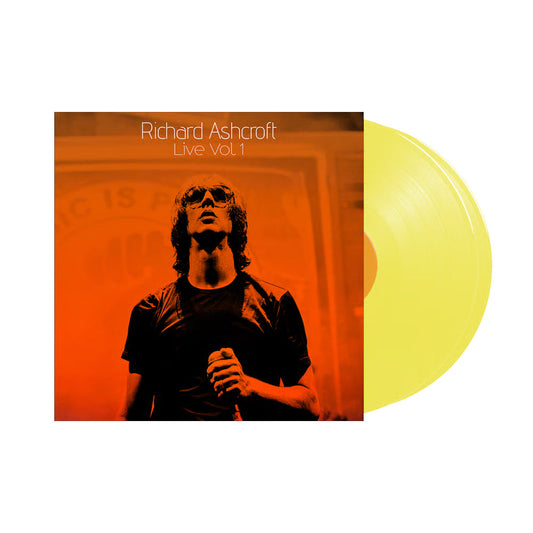 Richard Ashcroft album cover and yellow vinyl record side view.