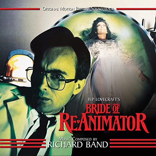 CD cover for "Bride Of Re-Animator" soundtrack, featuring a man and a ghostly figure.