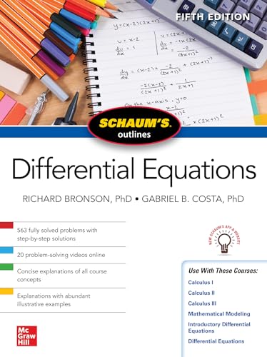 Textbook cover for "Differential Equations" with equations, pens, and a calculator.