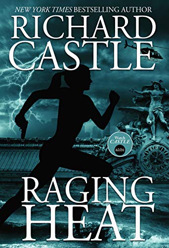 Book cover: Silhouette of a running woman with a gun, stormy background.