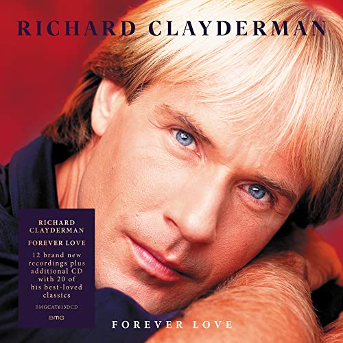 Close-up portrait of Richard Clayderman against a red background on a CD cover.