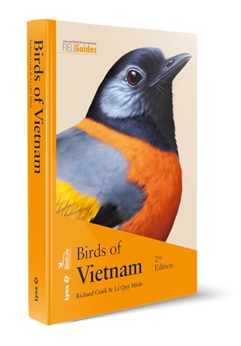 Birds of Vietnam book cover with orange and black bird on beige background.