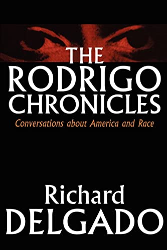 Book cover: "The Rodrigo Chronicles" by Richard Delgado, with shadowed face.