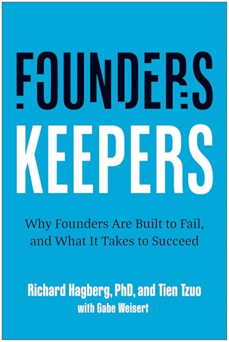 Book cover: "Founders, Keepers" with bold white text on a blue background.