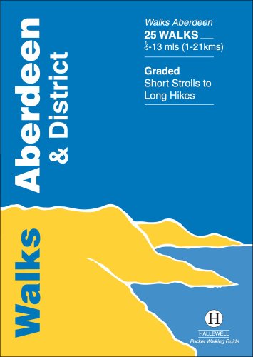 Blue and yellow walking guide book cover with white and blue text.
