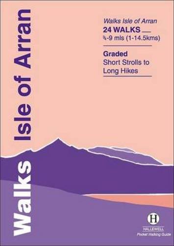Map of Isle of Arran with walking routes and trails on a pocket-sized guide.