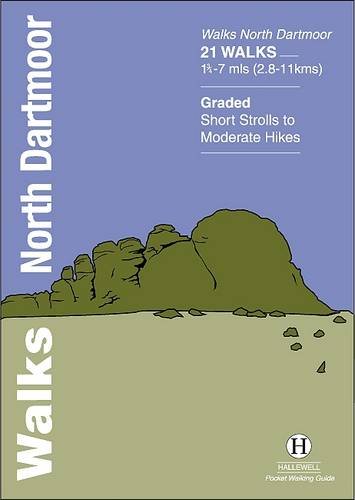 Cover of "Walks North Dartmoor" guide with illustrated rocky landscape.