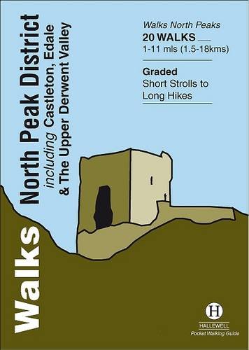 Book cover for Walks North Peak District featuring a stylized illustration of a stone building.