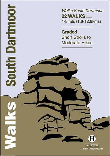 Cover of "Walks South Dartmoor" guide with rocky tor illustration.