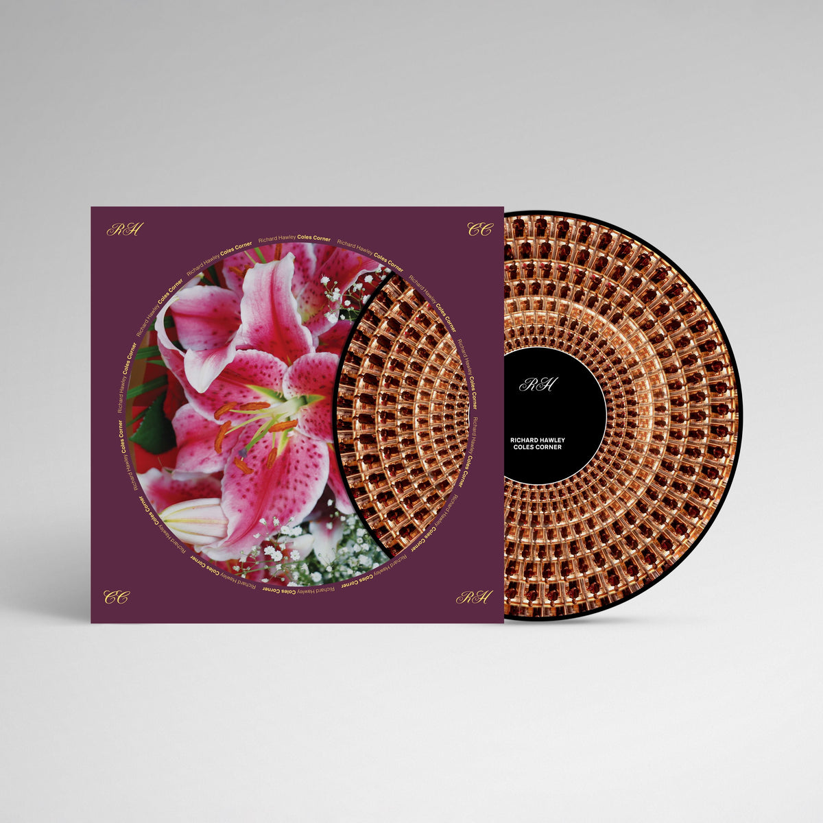 Richard Hawley “Coles Corner” vinyl record with pink lily design.