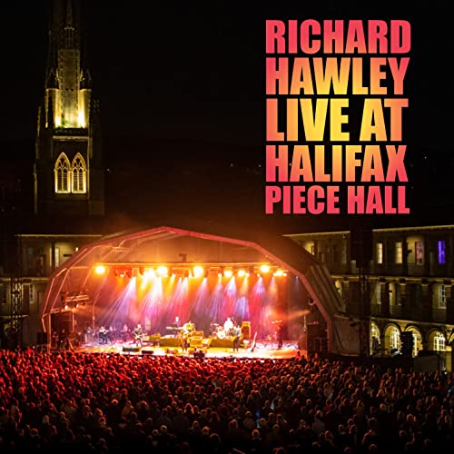 Richard Hawley live concert at Piece Hall, Halifax, with a large crowd.