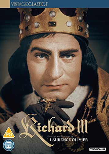 DVD cover for "Richard III" featuring Laurence Olivier in a crown.
