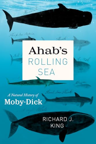 Book cover with whale illustrations and the title "Ahab's Rolling Sea.