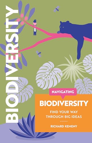 Book cover with animals, plants, and large text reading “Biodiversity.”