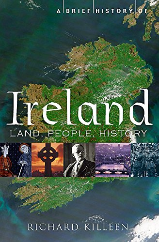 Book cover: "A Brief History of Ireland" with map and historical images.