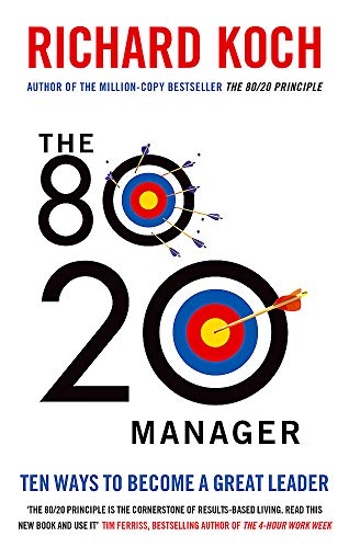Book cover: "The 80/20 Manager" with target and arrow imagery.