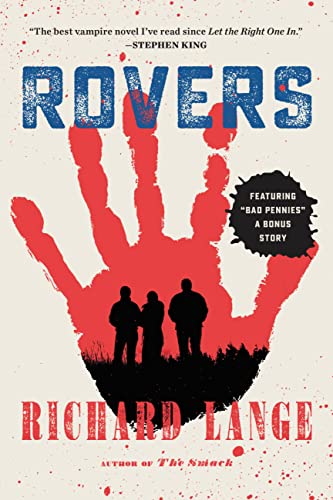 Book cover for "Rovers" featuring a red handprint and silhouetted figures.