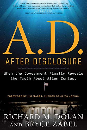 Book cover: "A.D. After Disclosure" with a dark, starry sky background.