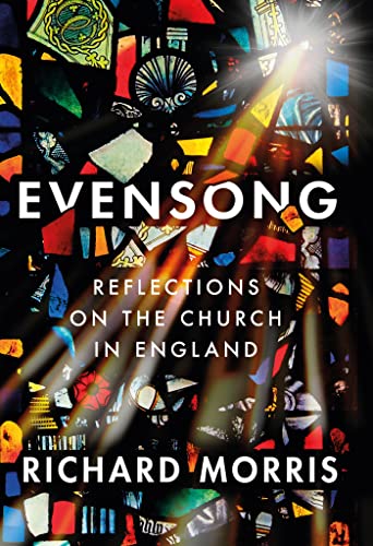 Book cover with stained glass imagery and white title text: "Evensong".