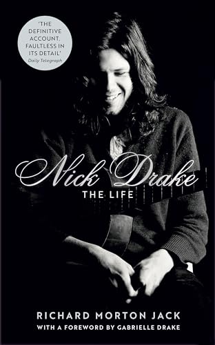 Black and white book cover featuring a smiling Nick Drake holding a guitar.