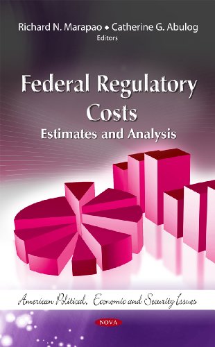 Book cover: "Federal Regulatory Costs" with pink charts and text.