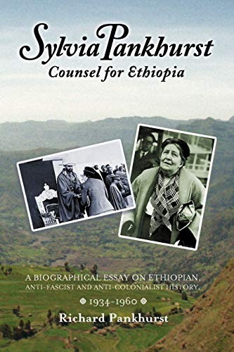 Book cover featuring Sylvia Pankhurst and Ethiopian landscapes, titled “Counsel for Ethiopia.”