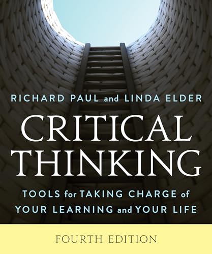 Book cover for “Critical Thinking” with a ladder inside a woven structure.