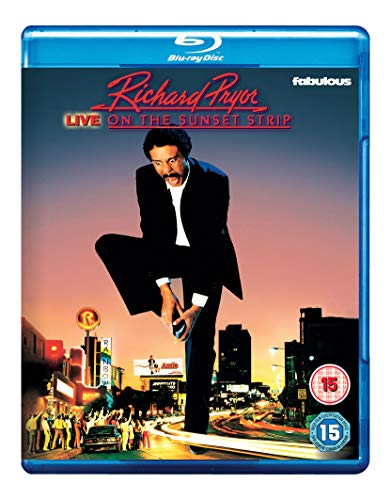 Richard Pryor leaping over a Sunset Strip street scene on a Blu-ray case.