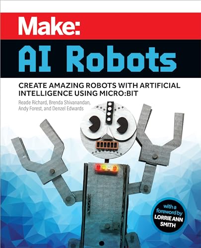 Book cover featuring a cardboard robot with claw arms against a blue geometric background.