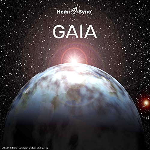CD cover: Earth rising with glowing light, "GAIA" text, starry background.