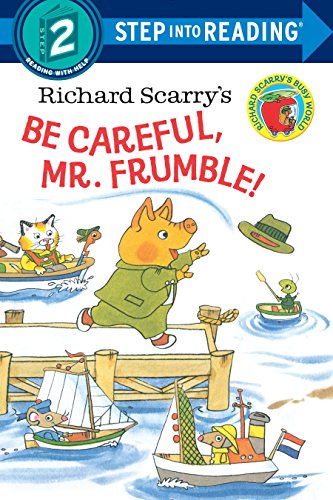 Book cover: Mr. Frumble running, with animals, boats, and a level 2 reading indicator.