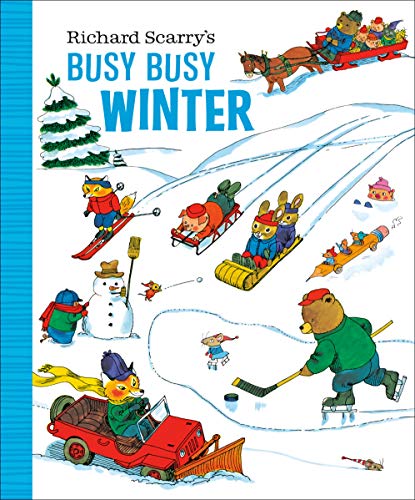 Richard Scarry’s “Busy Busy Winter” cover with animal characters in snowy scenes.