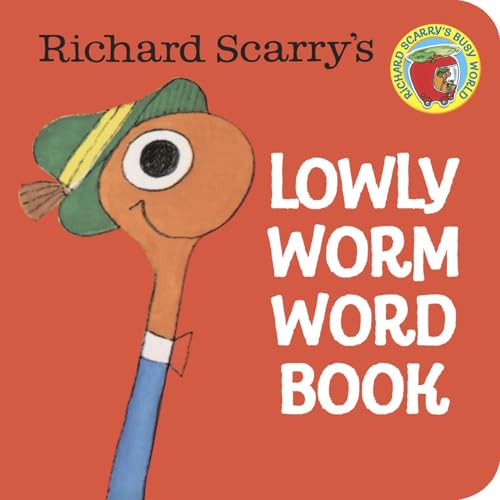Richard Scarry's "Lowly Worm Word Book" cover with illustrated worm character.