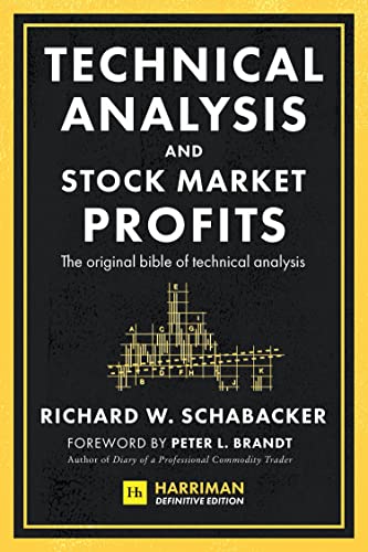 Book cover with black background, yellow border, white text, and a technical stock chart.